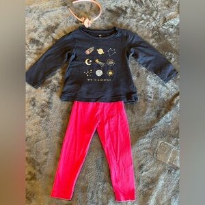 Bundle of 3: NWOT headband + Carter’s leggings + Baby gap galaxy shirt size 2T